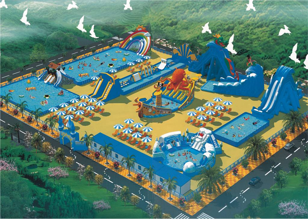 充气水上儿童乐园-户外充气帐篷搭配